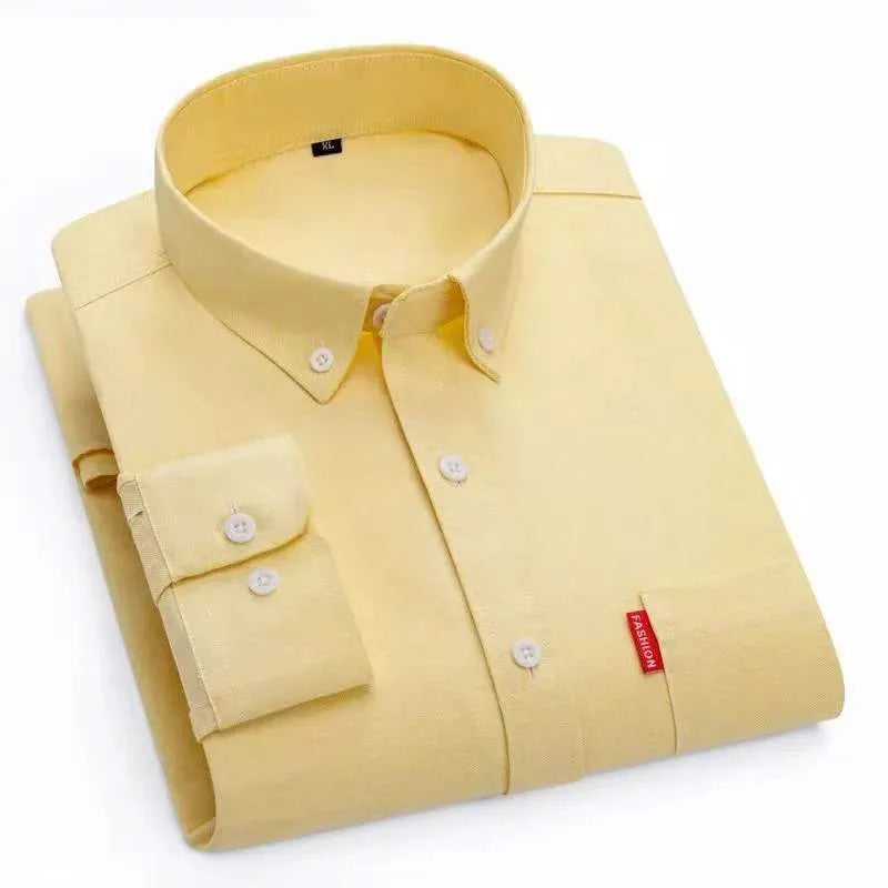 Men's 100% Cotton Shirt Long Sleeve Oxford Fabric Spring Autumn Causal