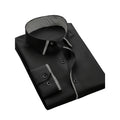2025 New Men Patchwork Shirt Fashion Dress Tuxedo Long Sleeve Smart