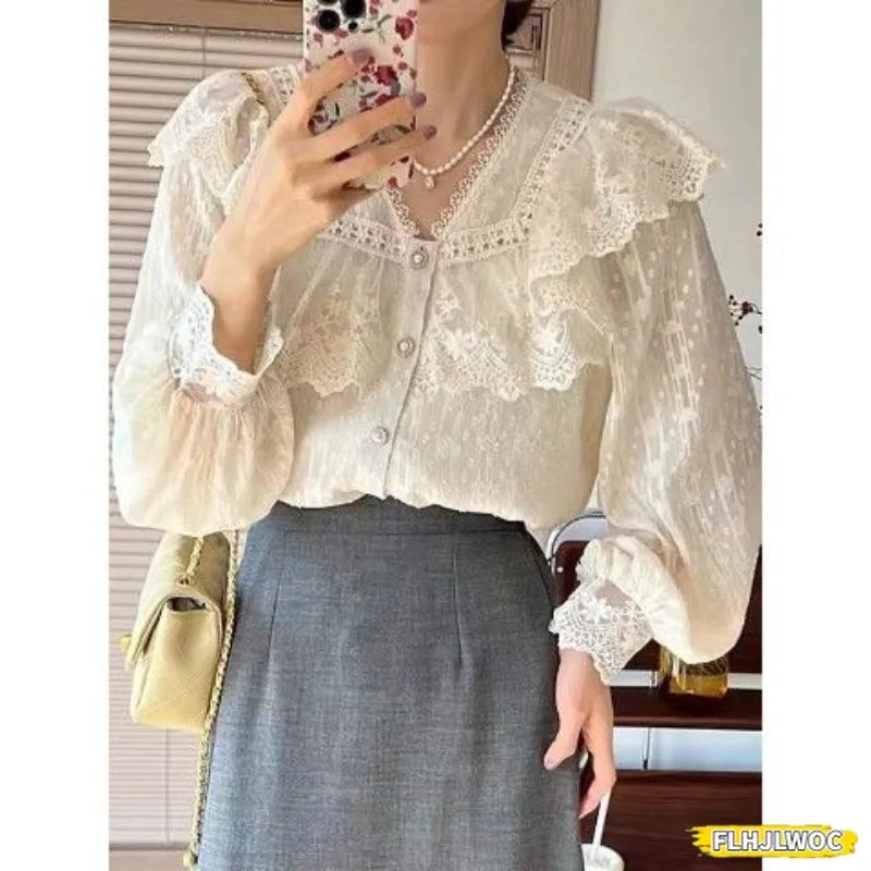 2024 Spring Autumn Basic Shirts Blouses Women Fashion Long Sleeve