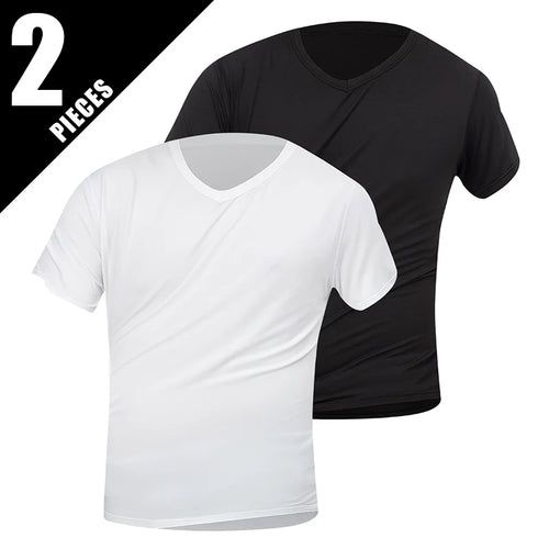 1/2/3 Piece Men's Solid Color Four Season Short Sleeved V-neck Sports