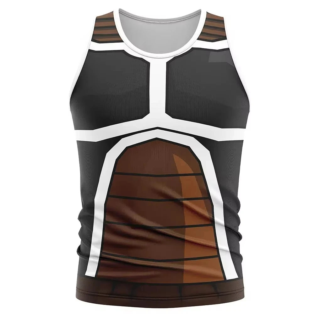 2026 Summer Dragon Ball Saiyan Armor Cosplay Tank Top, 3D Print Retro