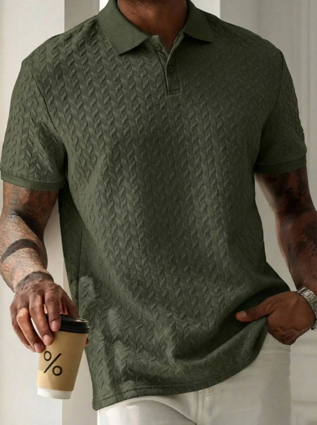 New men's summer breathable polo shirt, short-sleeved pure color