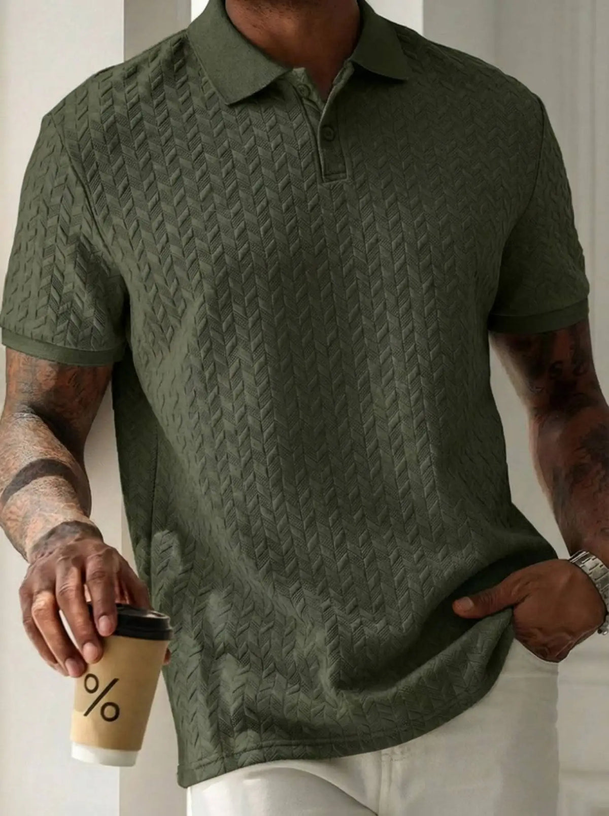 New men's summer breathable polo shirt, short-sleeved pure color