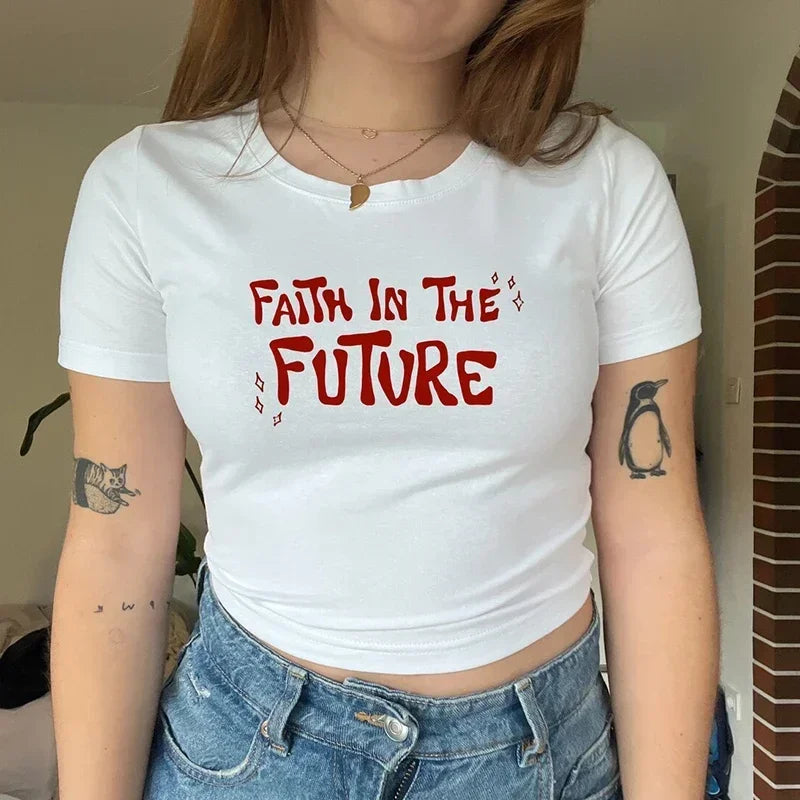 Faith in The Future Band Tours T Shirt Women Sexy Party Cropped Tops O