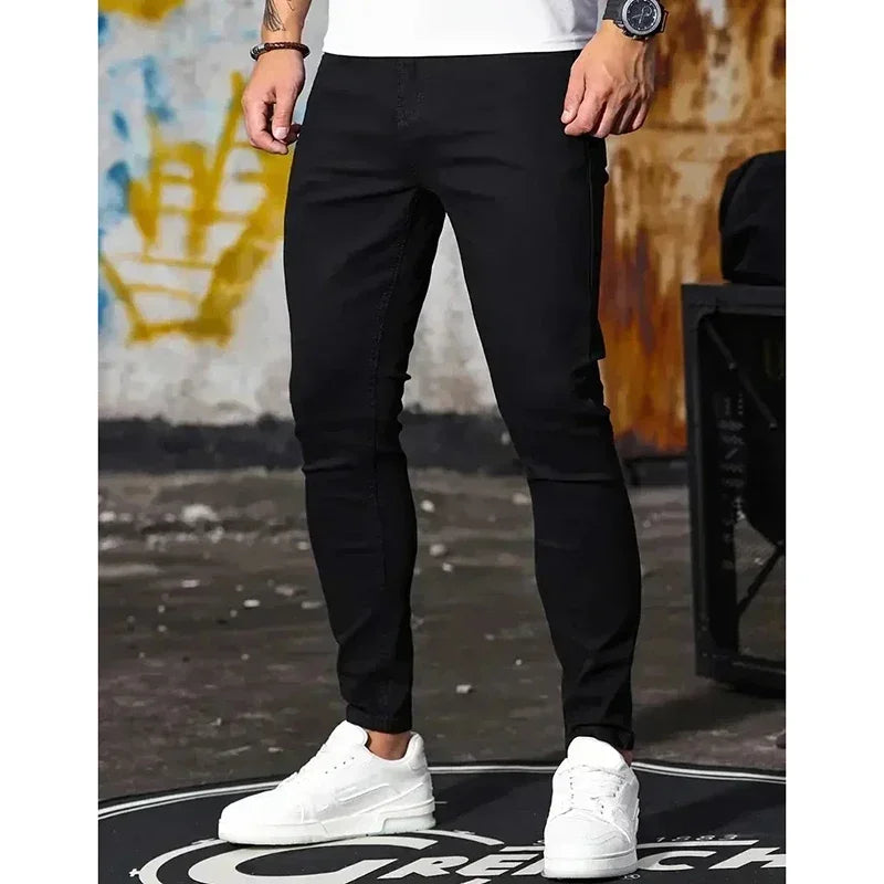 2025 Men Narrow Leg Jeans Male Comfortable Straight Leg Slim Fit