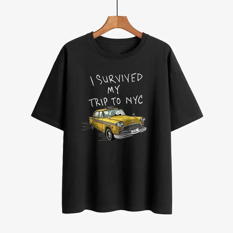 Funny Tshirt Men Women I Survived My Trip To NYC Print Tops Casual
