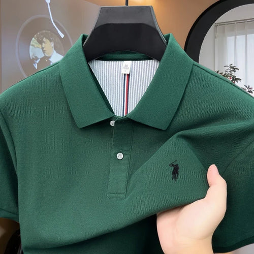 100% pure cotton high-end brand men's short sleeve polo shirt 2026