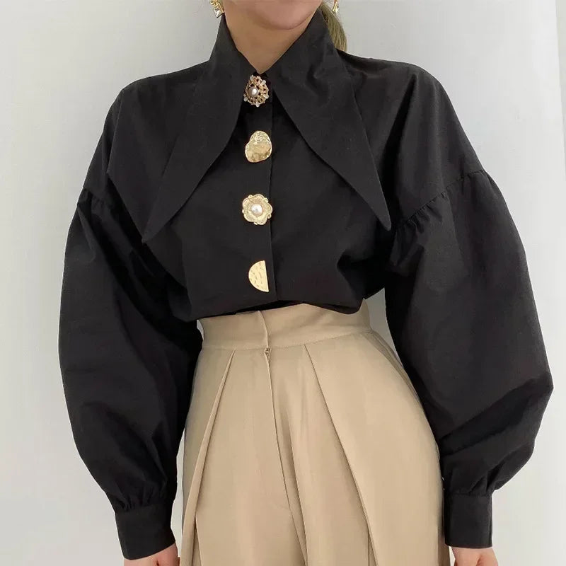 2024 Autumn Long Sleeve Women Shirt Fashion Spring Lanter Sleeve