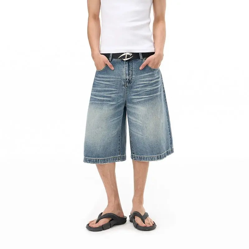 2026 New Summer Shorts Jeans Men Denim Pants Stretch American Retro