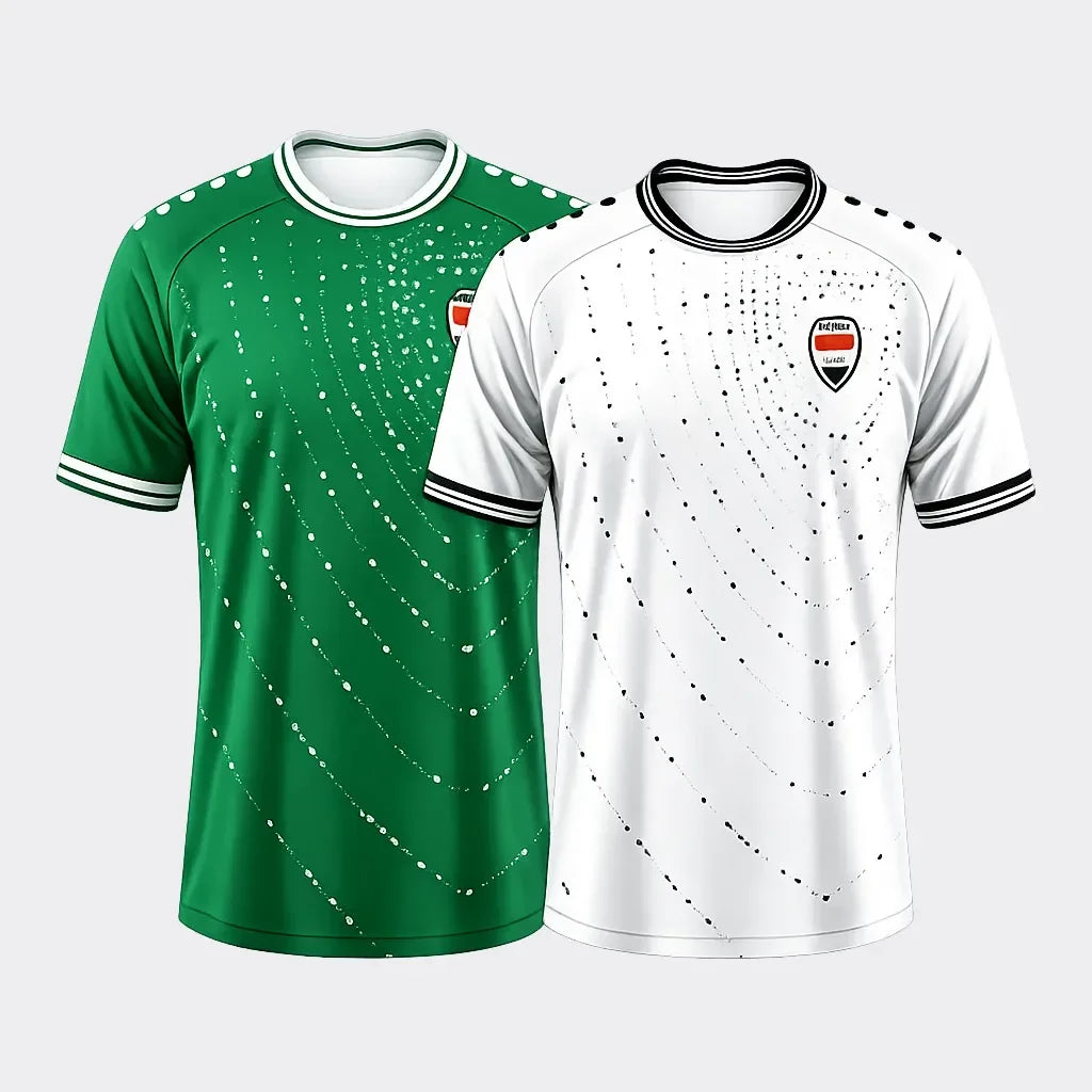 2026 Iraq Style Football Jersey Quick Dry Breathable Green White Fans