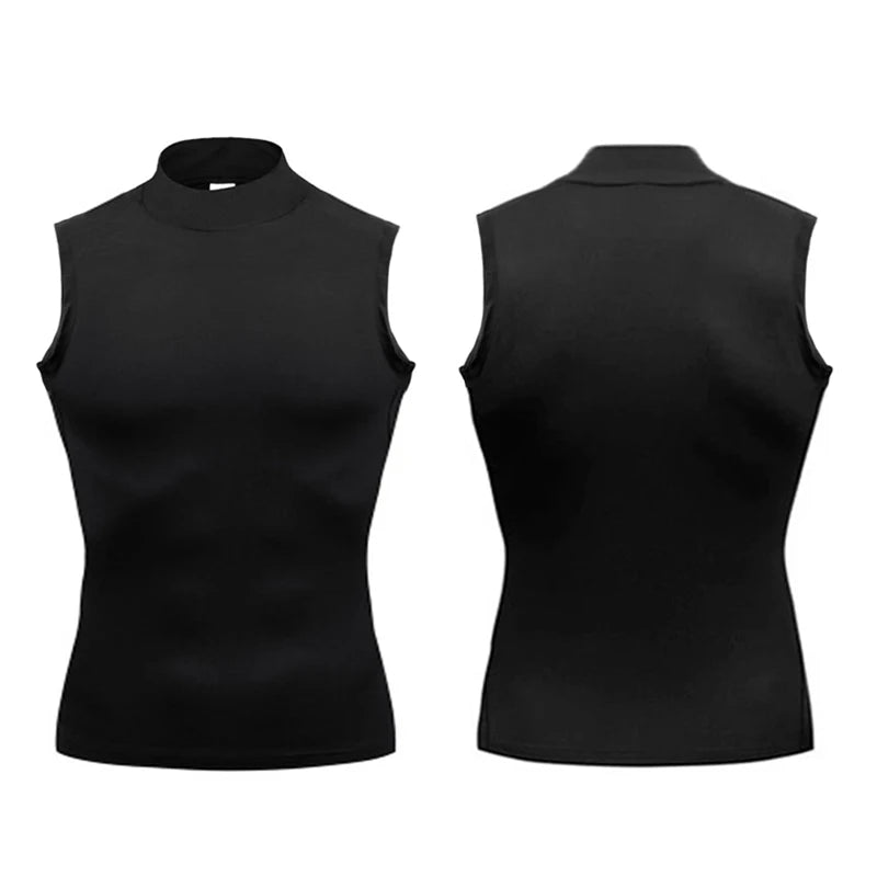 Compression Shirt Men Gym Tank Top Muscle Fitness Clothing Turtleneck
