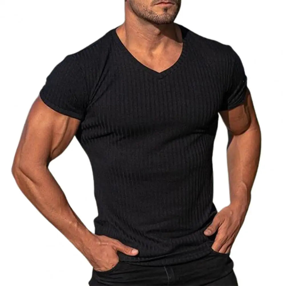 Deep V Neck T Shirt for Men Low Cut Vneck Wide Vee Tee Male Tshirt