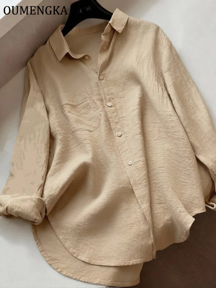 Women Minimalist Loose Tops Fashion Summer Thin Cotton Linen White