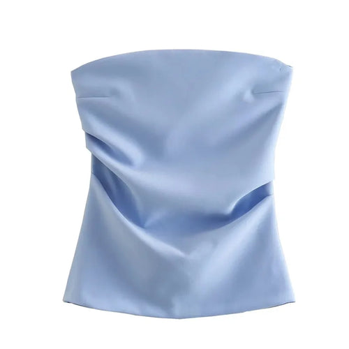 TRAF off Shoulder Crop Top Woman Ruched Backless Tube Top Women Summer