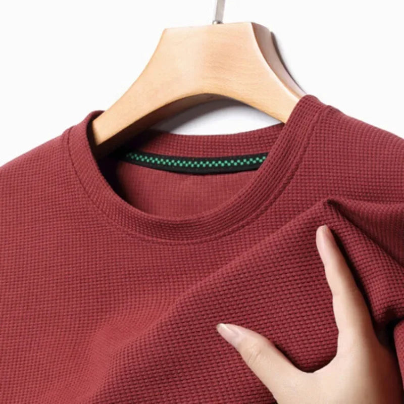 Short sleeved Polo shirShort sleeved Waffle Solid Polot fashion