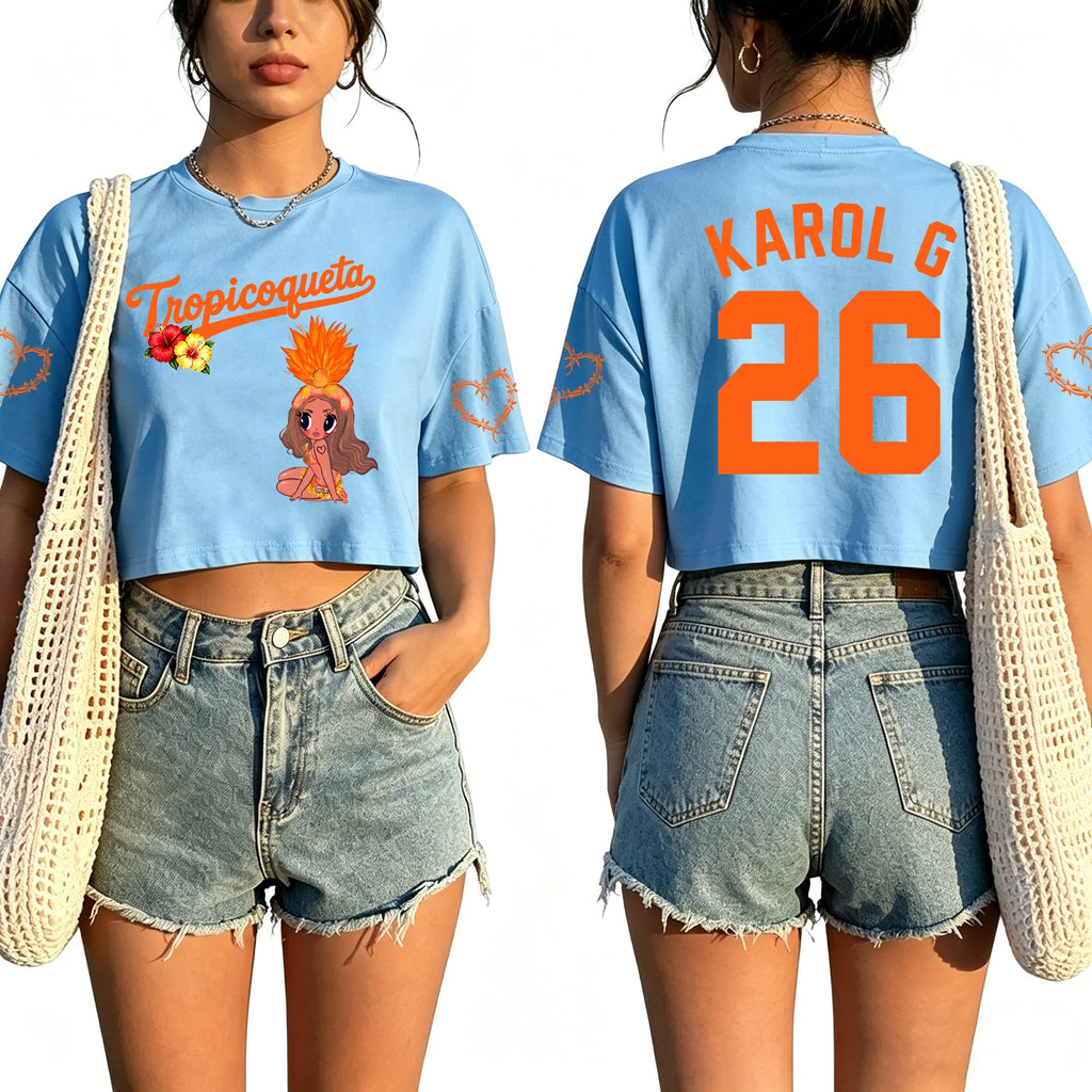2026 Karol G Tour Cropped T-shirt Women Casual Short Sleeve Graphic