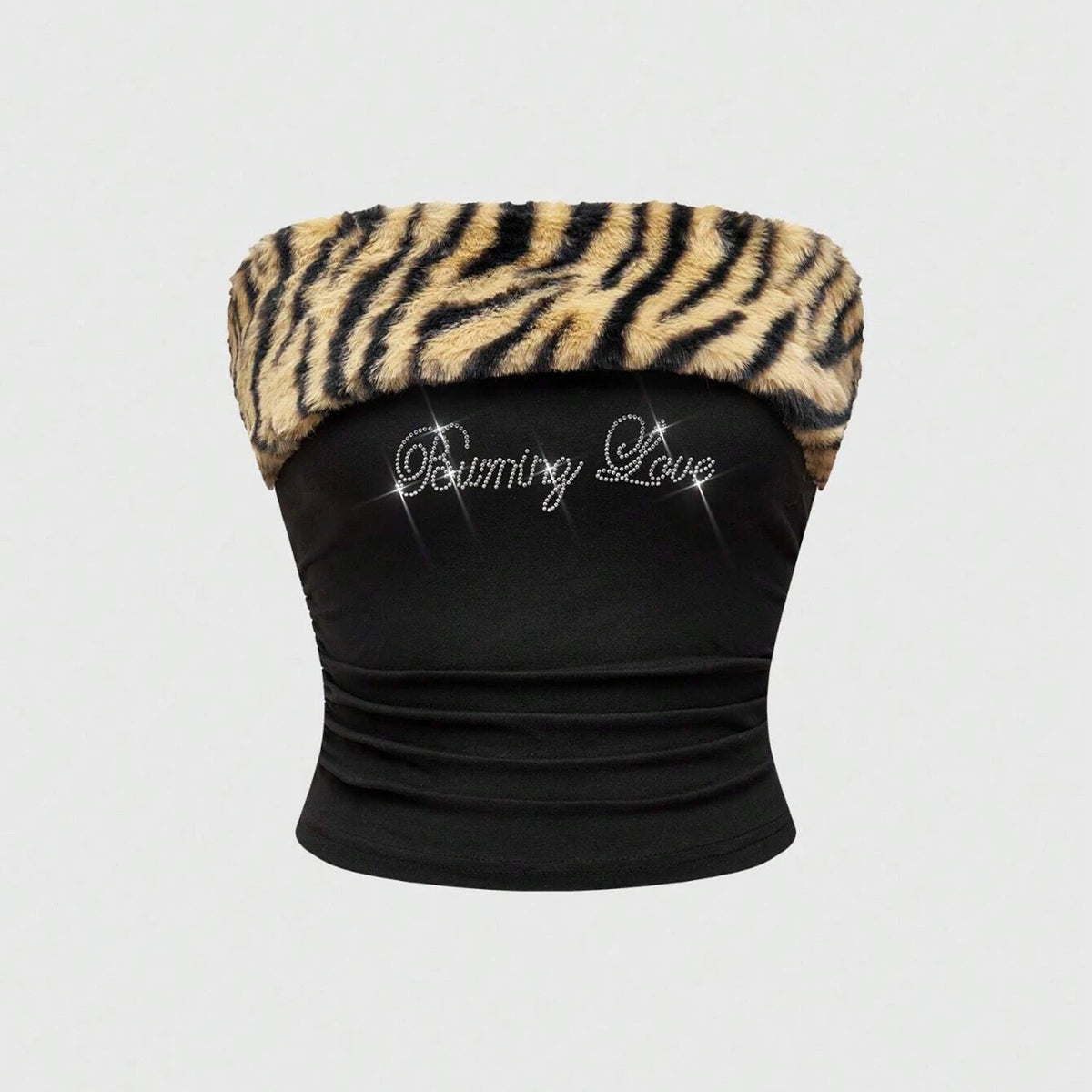 New rhinestone leopard print crop top slim fit sexy hot girl y2k