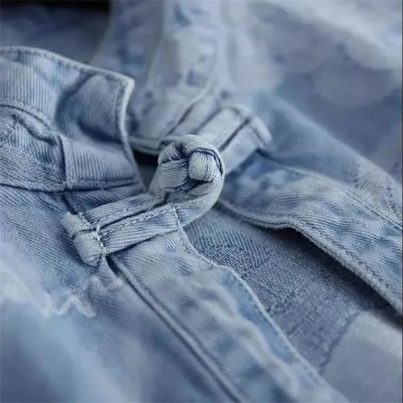 Ethnic Chinese Style Buckle Spring Summer Denim Vest Wearing A New