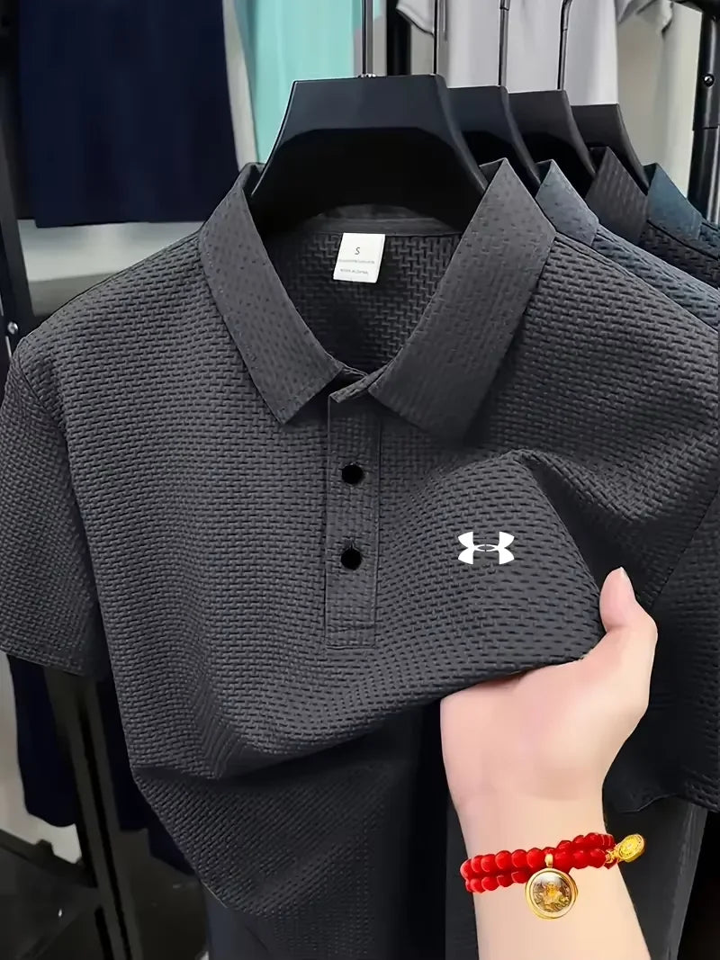 Men's Fashion Casual Bubble Cloth Short Sleeve POLO Shirt Top Upper