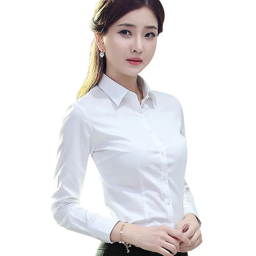 1pcs Woman Four Season Occupation Shirt Lady Casual Long Sleeve