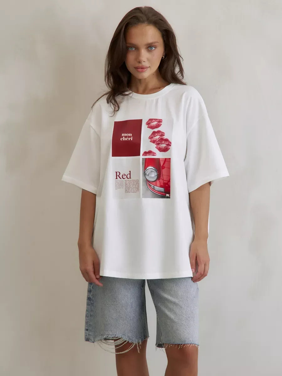 European American Hot Girl American Y2K Design Printed T-shirt Summer