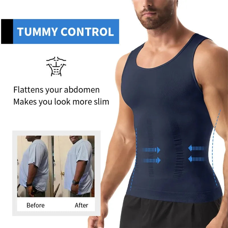 Men Compression Shirt for Body Shaper Slimming Vest Tight Tummy