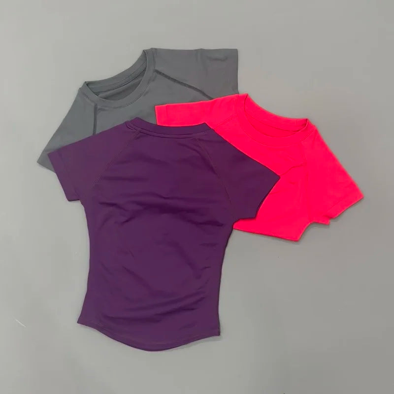 Histello Women Short Sleeve Sports T-Shirt Round Neck Breathable