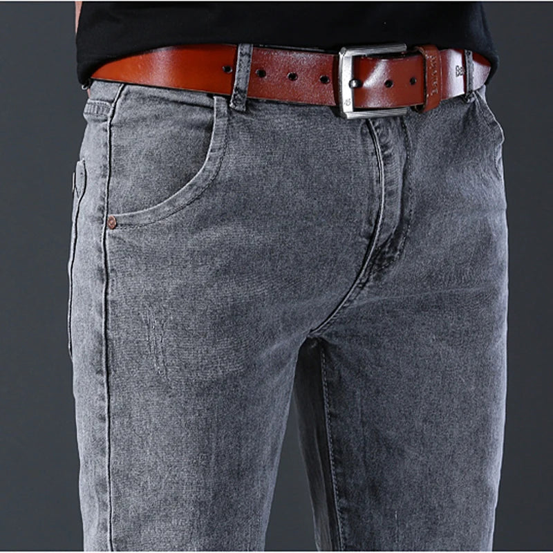 New style jeans, men's slim fit, Korean style comfortable straight leg