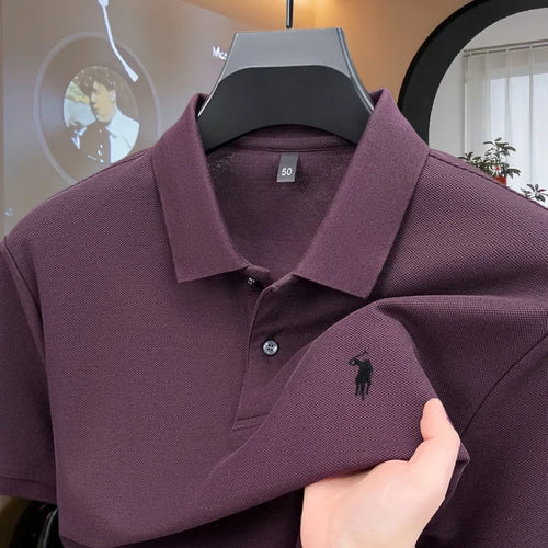 100% pure cotton high-end brand men's short sleeve polo shirt 2026