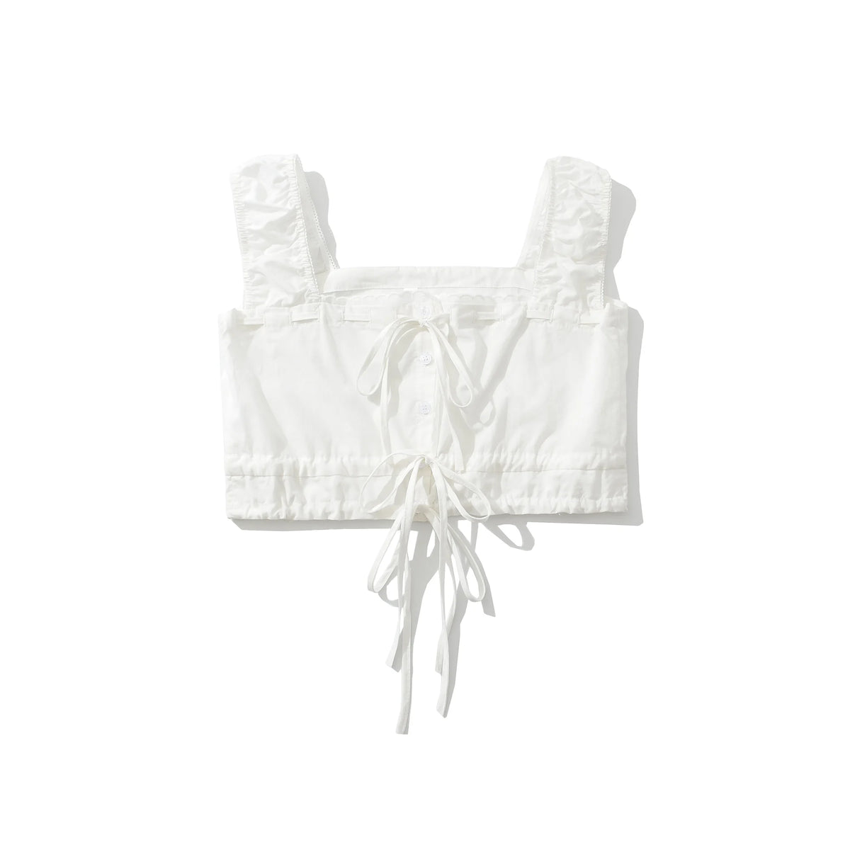 Sexy White Lacing Up Bow Open Buttons Tank Top Camisole + Women