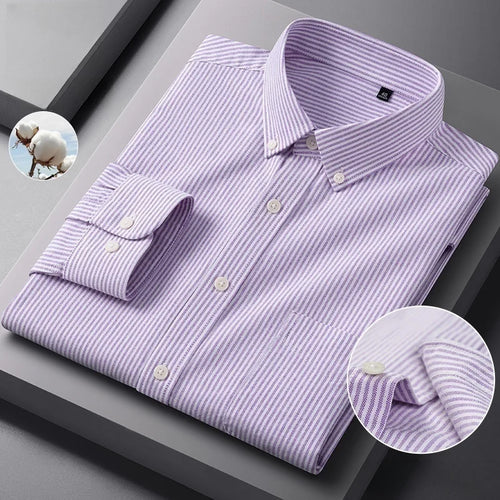 100%Cotton Men's Oxford Shirt Long Sleeved For Male Comfort Breathable