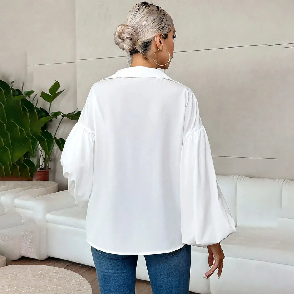 Casual Polka Dot Print Loose Blouse Women 2026 Summer Fashion Long