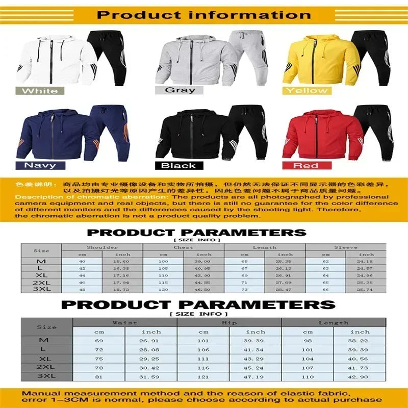 Spring Autumn Men Tracksuits Sets Long Sleeve Hoodie+Jogging Trousers