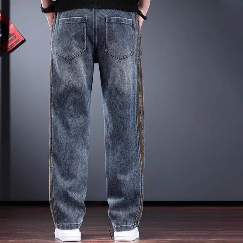 Korean Men'S Jeans Fashion Casual Pants Retro Men'S Straight Leg Pants