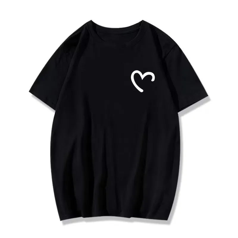M-8XL Summer Men's Oversized T-shirt Simple Love Printed T-shirt
