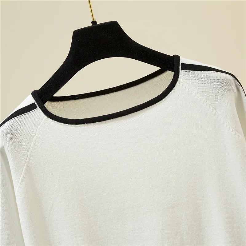 Summer Short Sleeve O-Neck Knitted Women Sweater Pullover Casual Knit