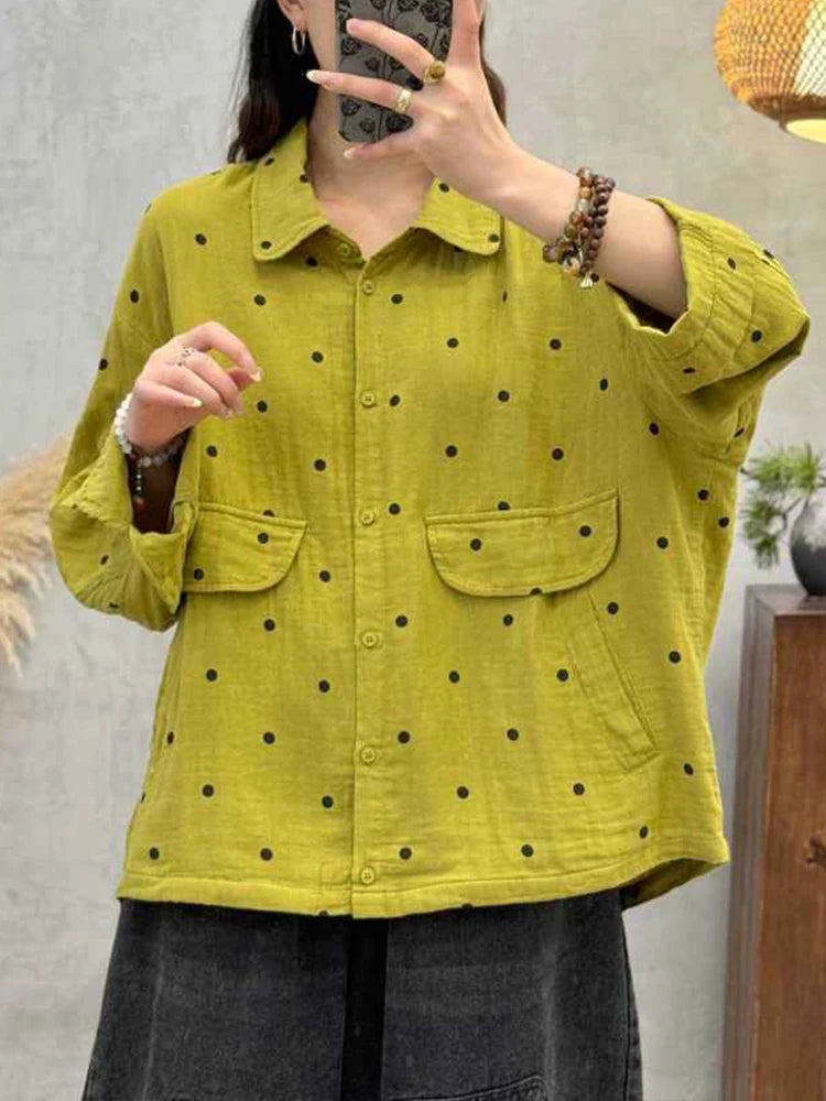 Amax LuluE 2026 Spring Fashion Classic Dot Shirts Womens Japanese