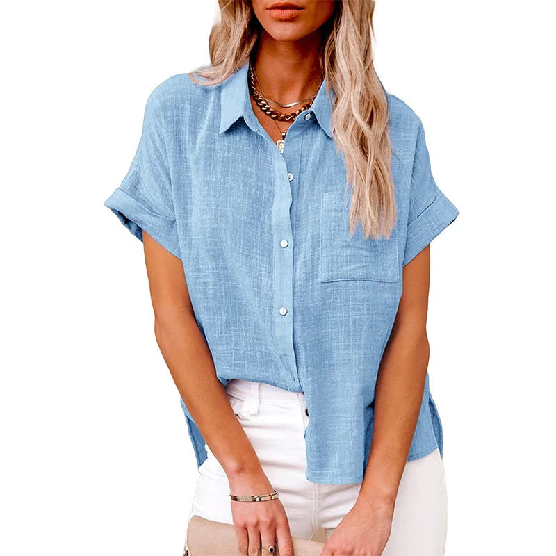 Women's S-3XL Size Spring Summer New Casual Shirts Tops Cotton Linen