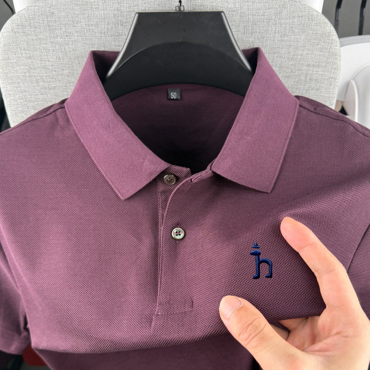 100% pure cotton high-end brand men's short sleeved polo shirt summer