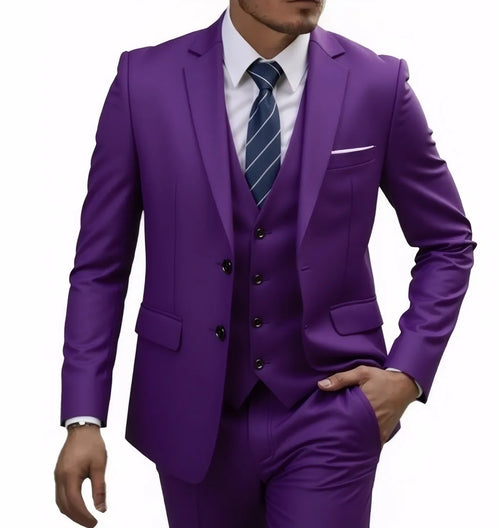 13 Color Basic Style Men's Casual Solid Color 3 Pieces Suits / Male