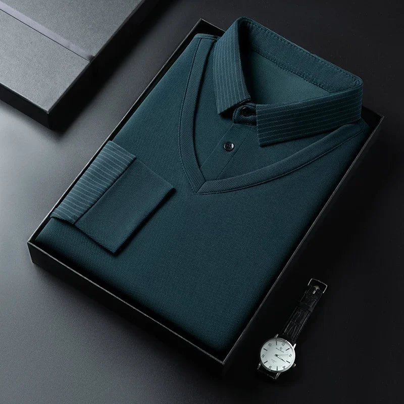 2025 New Men's Casual and Fashionable Long Sleeved Solid Color Fake