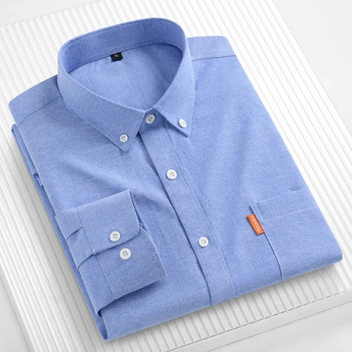 Men's 100% Cotton Shirt Long Sleeve Oxford Fabric Spring Autumn Causal