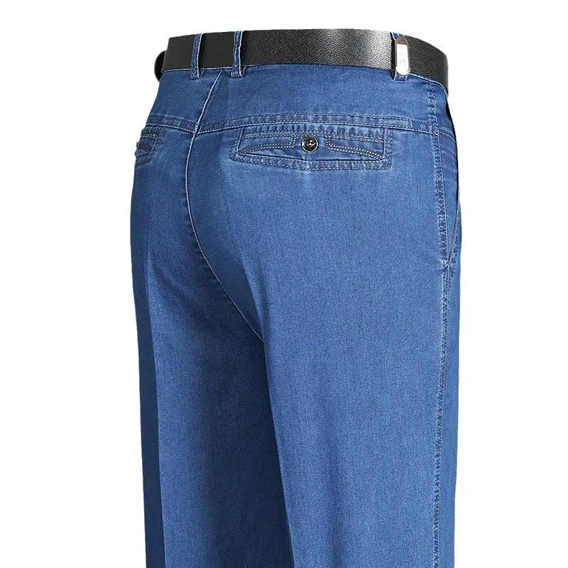 Jeans for Men in Spring Summer High Waisted Straight Leg Loose Elastic