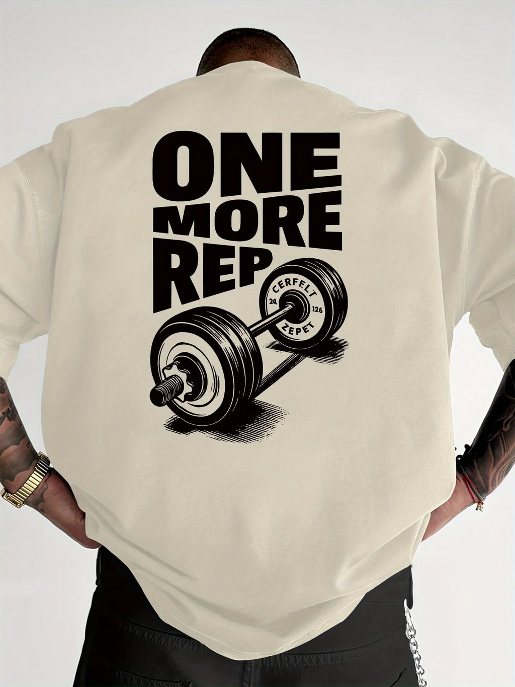 Men's T-Shirt Vintage Funny Gym Workout ONE MORE REP Weightlifting