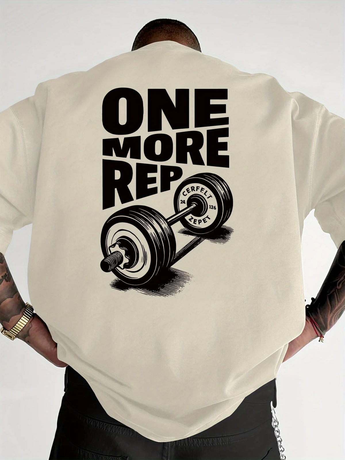 Men's T-Shirt Vintage Funny Gym Workout ONE MORE REP Weightlifting