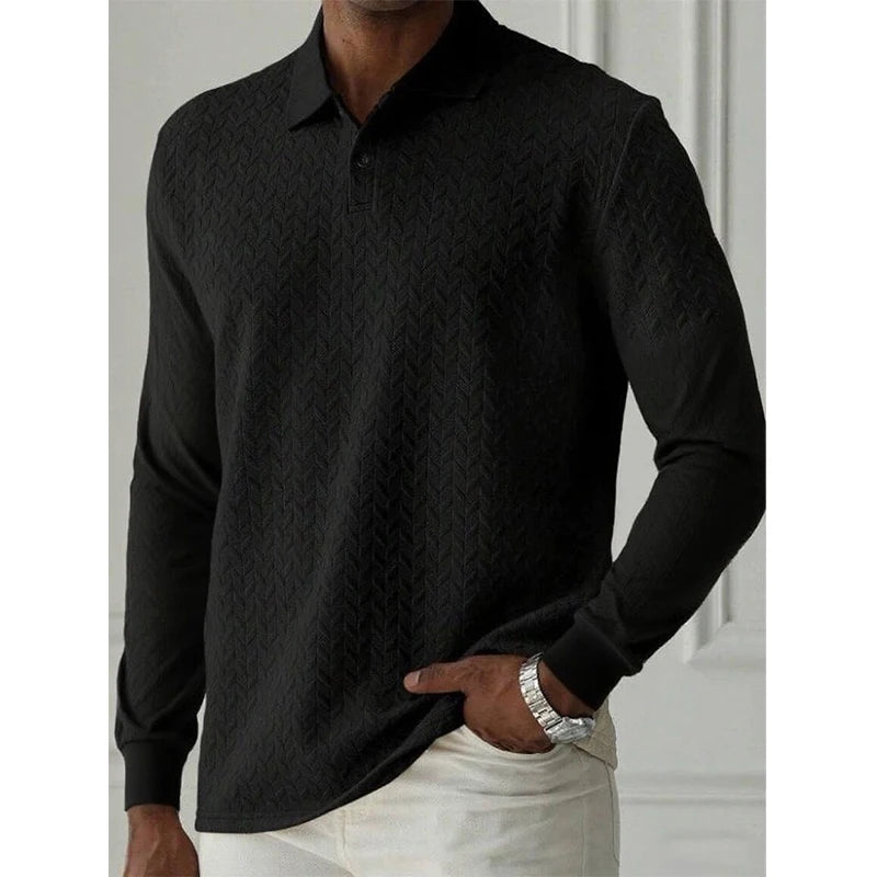 Men Long Sleeve Polo Shirt High Quality Male Clothing Office Polos