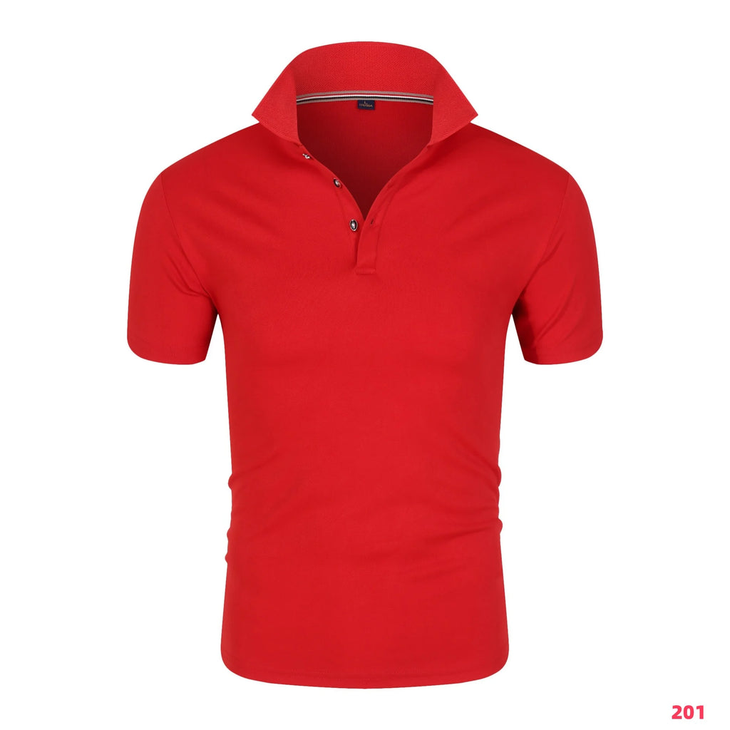 2025 New Men's Collar T-Shirt White Casual Short Sleeved Golf Collar