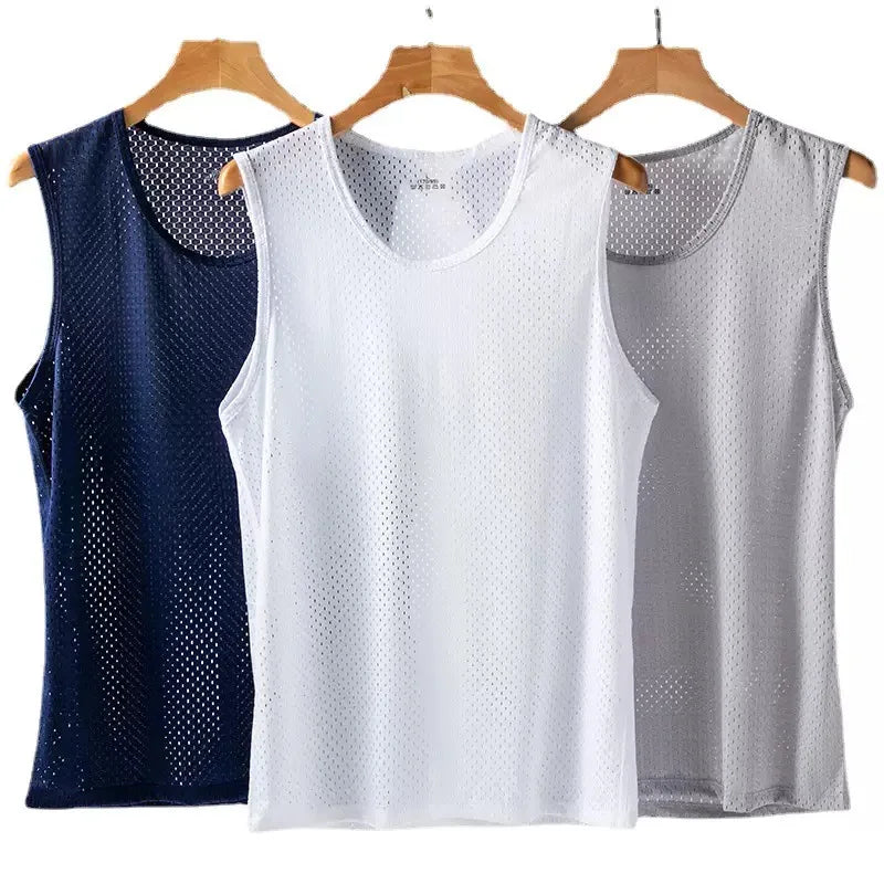 Men's Ice Silk Mesh Vest Lightweight Sports Summer Wear Sleeveless
