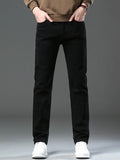 Men’s Korean Style Slim Straight Jeans Spring Cotton Stretch Denim