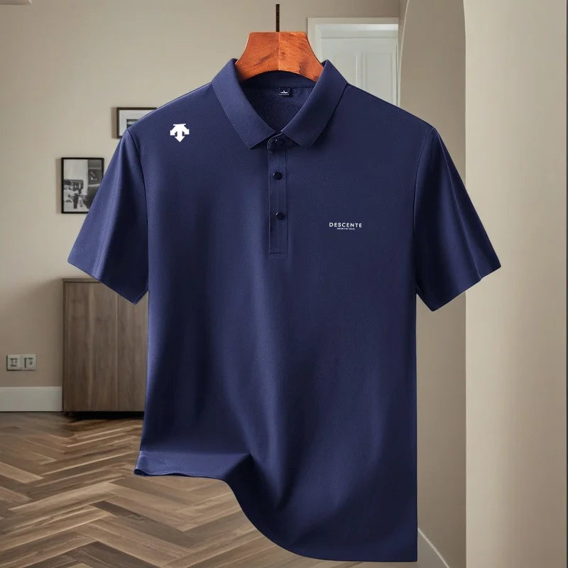 High quality ice silk polo shirt short sleeved men's sports brand